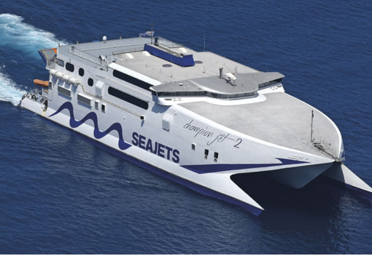 Mykonos to Santorini Fast Ferry: The ChampionJet 2 ferry from SeaJets